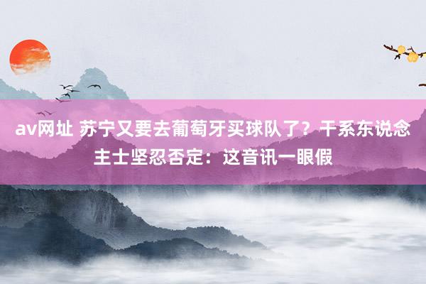 av网址 苏宁又要去葡萄牙买球队了？干系东说念主士坚忍否定：这音讯一眼假