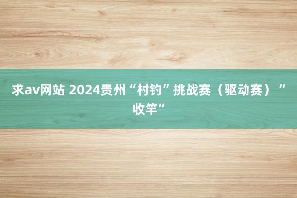 求av网站 2024贵州“村钓”挑战赛（驱动赛）“收竿”