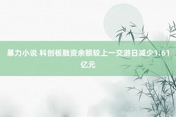 暴力小说 科创板融资余额较上一交游日减少1.61亿元