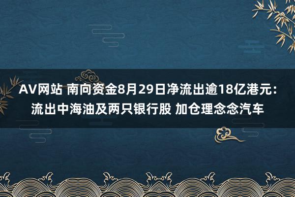 AV网站 南向资金8月29日净流出逾18亿港元：流出中海油及两只银行股 加仓理念念汽车