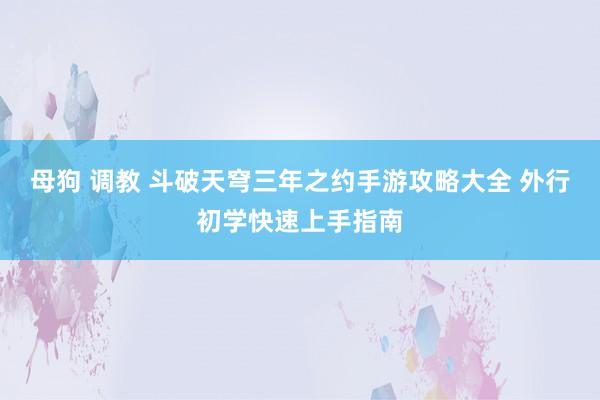 母狗 调教 斗破天穹三年之约手游攻略大全 外行初学快速上手指南