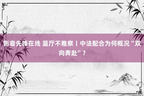 影音先锋在线 蓝厅不雅察丨中法配合为何概况“双向奔赴”？